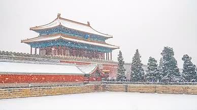 8K大气延时北京故宫博物院唯美雪景视频的预览图